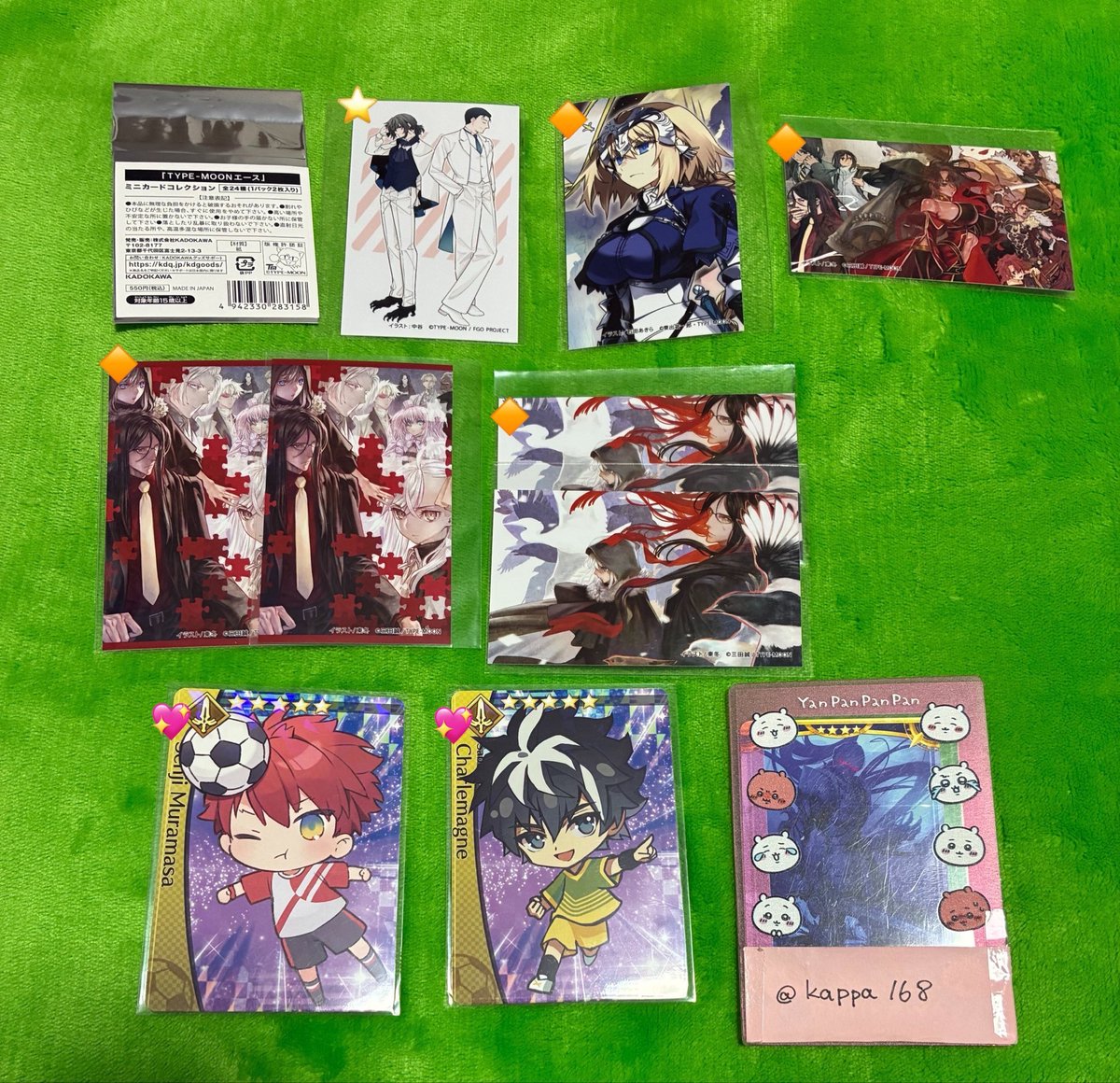 kappa168's tweet photo. 【交換•譲渡】TYPE-MOON エース ミニカードコレクション

【譲】
オベロン&amp;ホームズ カルナ ジャンヌ エルメロイII世 グレイ ヘファイスティオン 士郎&amp;セイバー 凛&amp;アーチャー イリヤ クーフーリン アーサー 沖田 エミヤ(オルタ) ネモ モードレッド

【求】
100円＋送料

郵送のみ
→ https://t.co/Gro17VAA1X