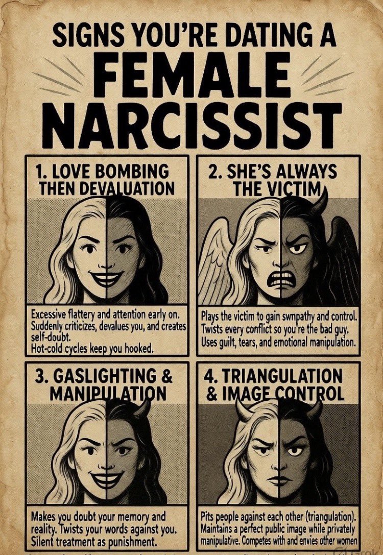 Hitchslap1's tweet photo. Spotting a narcissist early could literally save your life. I’m not joking.

What other tactics are employed by narcissists? https://t.co/YBi2bzVLpb