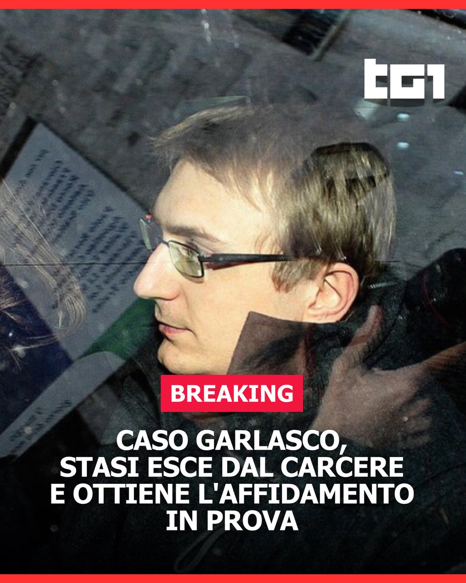 Tg1Rai's tweet photo. Alberto #Stasi esce dal carcere e ottiene l’affidamento in prova ai servizi sociali. Lo ha deciso il Tribunale di Sorveglianza di Milano accogliendo l’istanza della difesa, su cui la Procura generale aveva dato parere favorevole. https://t.co/6ErZ0YVHSq