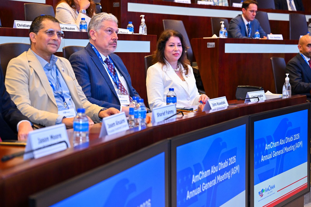 AmChamAbuDhabi's tweet photo. AmCham Abu Dhabi held its 2026 Annual General Meeting on June 11, bringing together members to reflect on the Chamber’s accomplishments and impact, discuss priorities for the future, and announce the election results for four board officers and seven members-at-large. https://t.co/zL60otbVWd