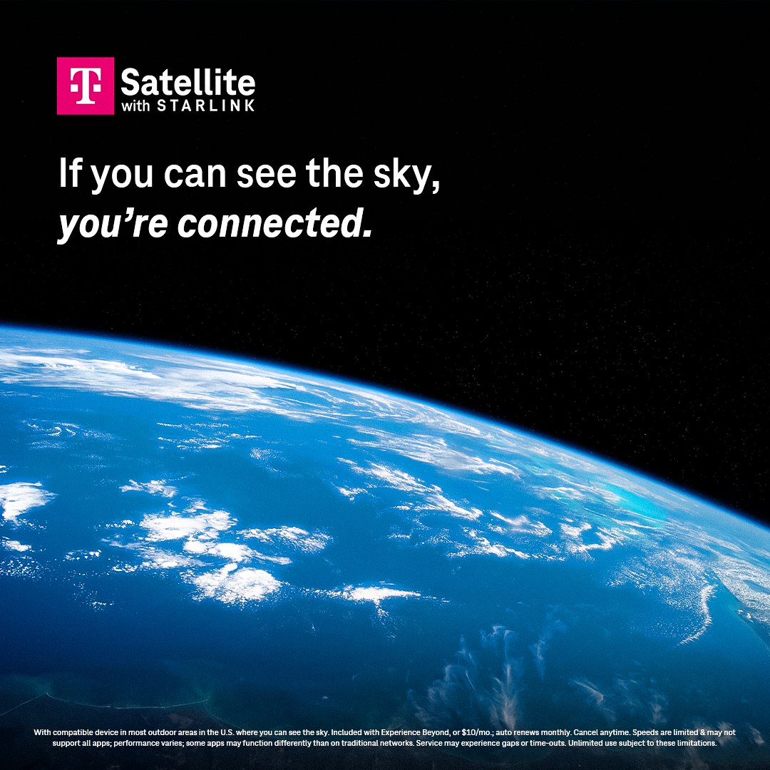 TMobileJV's tweet photo. Pretty cool seeing how @TMobile's T-Satellite is helping keep people connected beyond traditional coverage areas 🛰️ https://t.co/sRfb68RZji

#TeamMagenta https://t.co/dnfwC5RGyP