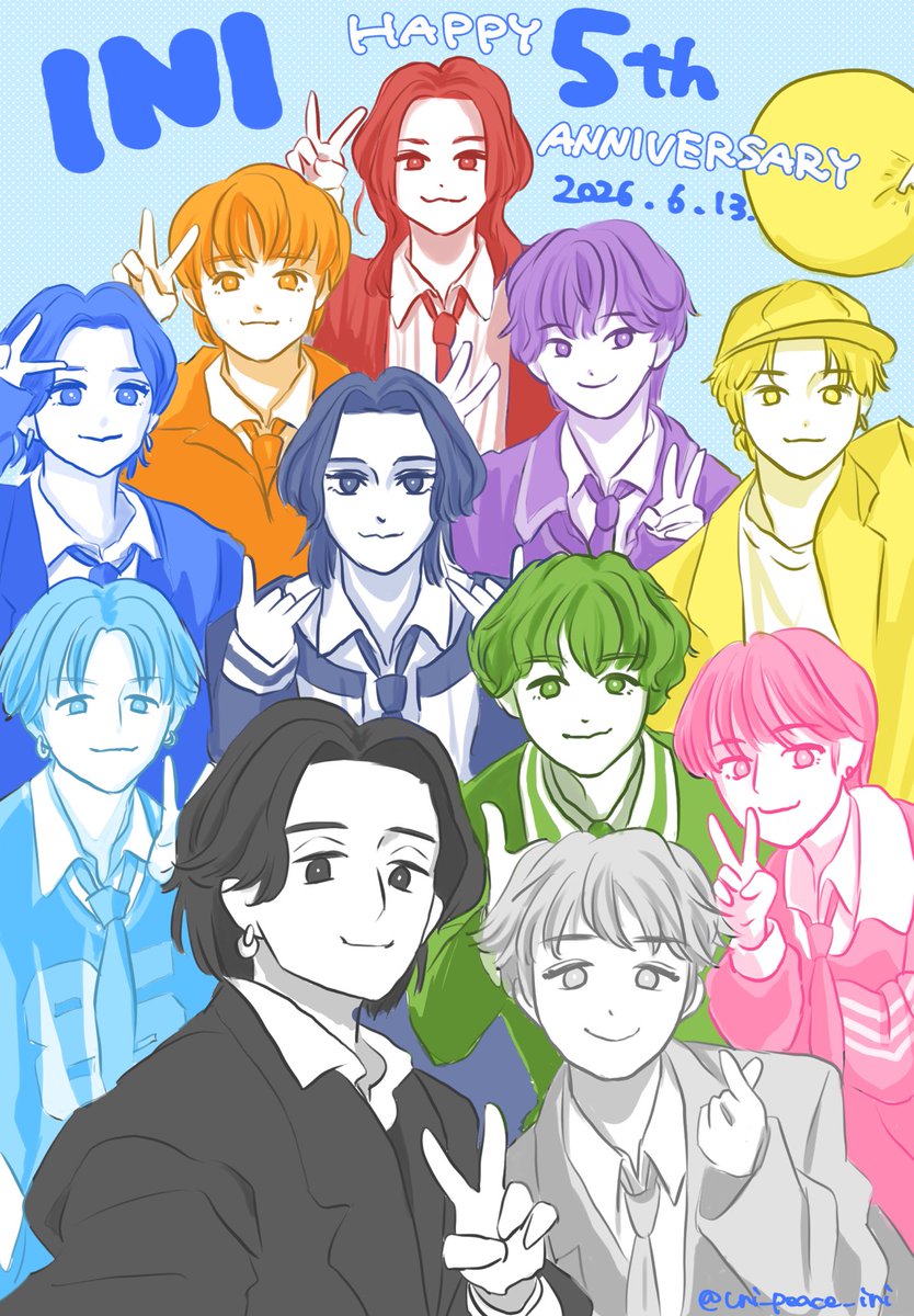 uni_peace_ini's tweet photo. 5周年おめでとうございます🎉

#祝INI結成5周年_チームイニミニ
#INI_5th_anniversary
#INIfanart https://t.co/FI6PeGlVqC
