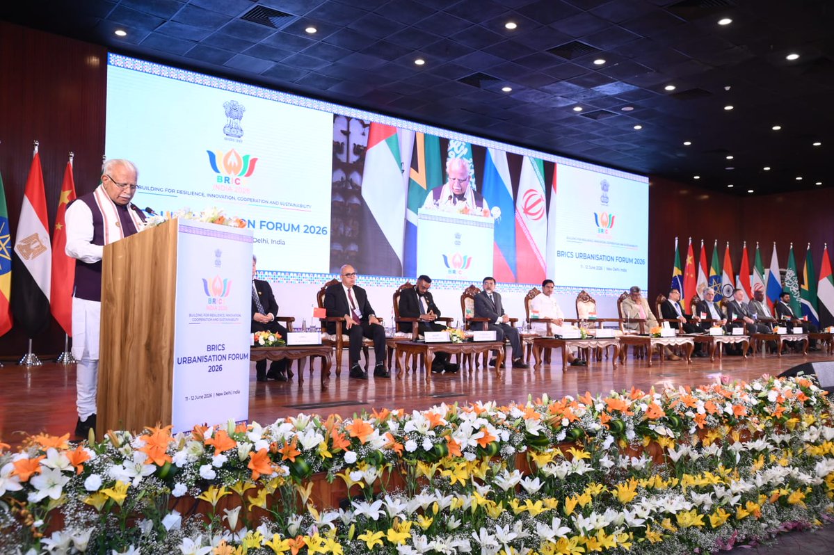 mlkhattar's tweet photo. Delivered the Valedictory Address at the 13th BRICS Urbanisation Forum 2026 and addressed a press briefing following the adoption of the first-ever BRICS Urban Ministerial Declaration in New Delhi today.

The Forum marked an important step towards strengthening BRICS cooperation for people-centric, inclusive, resilient and sustainable urban development. It also provided a valuable platform for member nations and partner countries to exchange experiences and share innovative urban solutions.

The release of “Cities for People: Urban Stories from BRICS Nations” and the positive response to India’s proposal for a BRICS Urban Research and Knowledge Network reflect our shared commitment to shaping future-ready cities that improve the quality of life for all.

#BRICS2026 #BRICSIndia2026 #BRICSUrbanisationForum

@BricsIndia2026