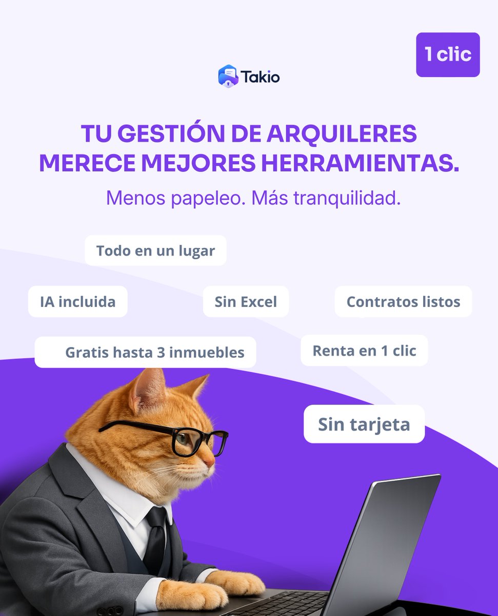 sin_ovi's tweet photo. Olvidate del caos de gestionar alquileres. Takio usa IA para organizar inmuebles, contratos, recibos y fiscalidad. Declaración de la renta en 1 clic, cash-flow automático, análisis de rentabilidad y más.
Gratis hasta 3 inmuebles.
Probá en → https://t.co/n6RJoFpCzx https://t.co/bZdq6PaCal