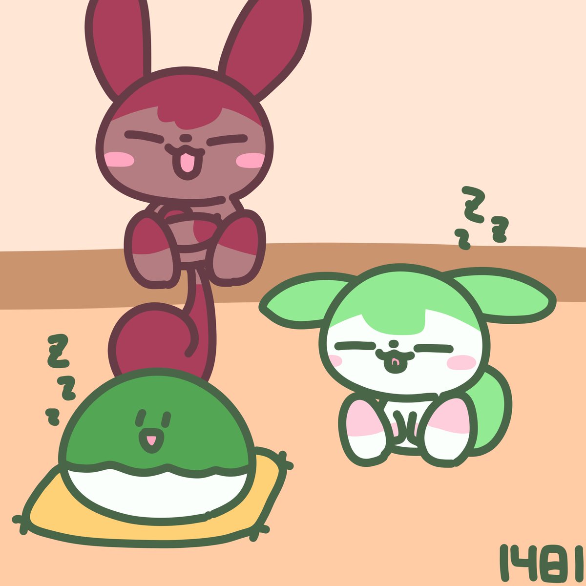 maru7_Gekijou's tweet photo. #一日一ずん あそびにきてやったのに、コイツらねてるんだもん！ https://t.co/USJ24ZKHA2
