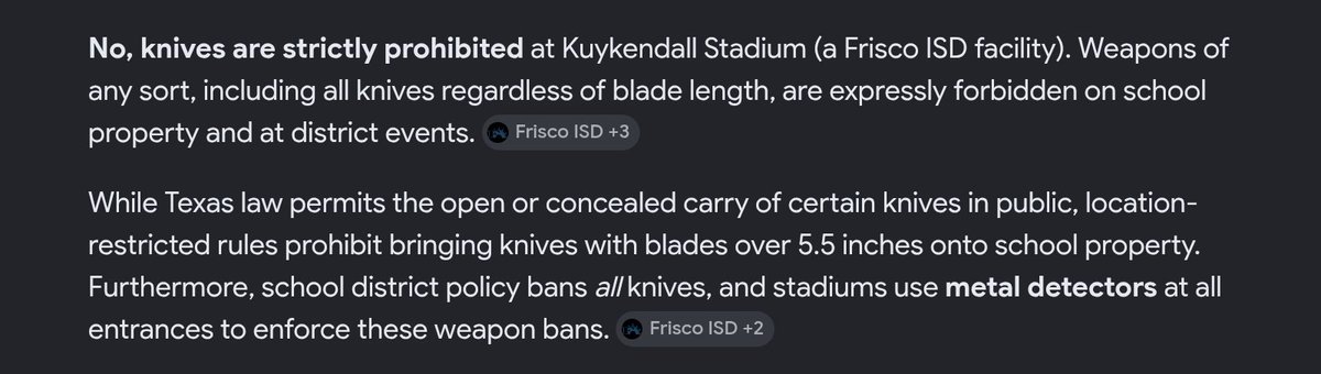 DPasky10's tweet photo. @Philosopherjayy @IngrahamAngle @WesleyHuntTX Knives are strictly prohibited 👇 https://t.co/4Sm8sF2Zse