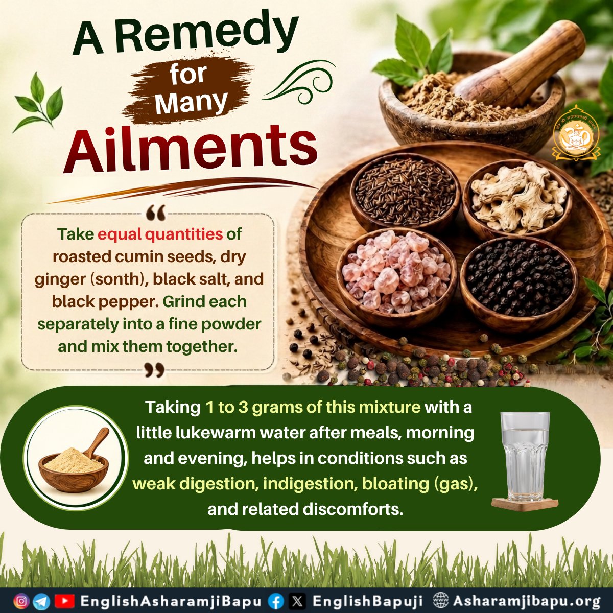 EnglishBapuji's tweet photo. A Remedy for Many Ailments :
#SantShriAsharamjiBapu
#SantShriAsharamjiAshram
#GutHealth
#DigestiveWellness
#Ayurveda
#HolisticLiving https://t.co/3j8bbfKjVW