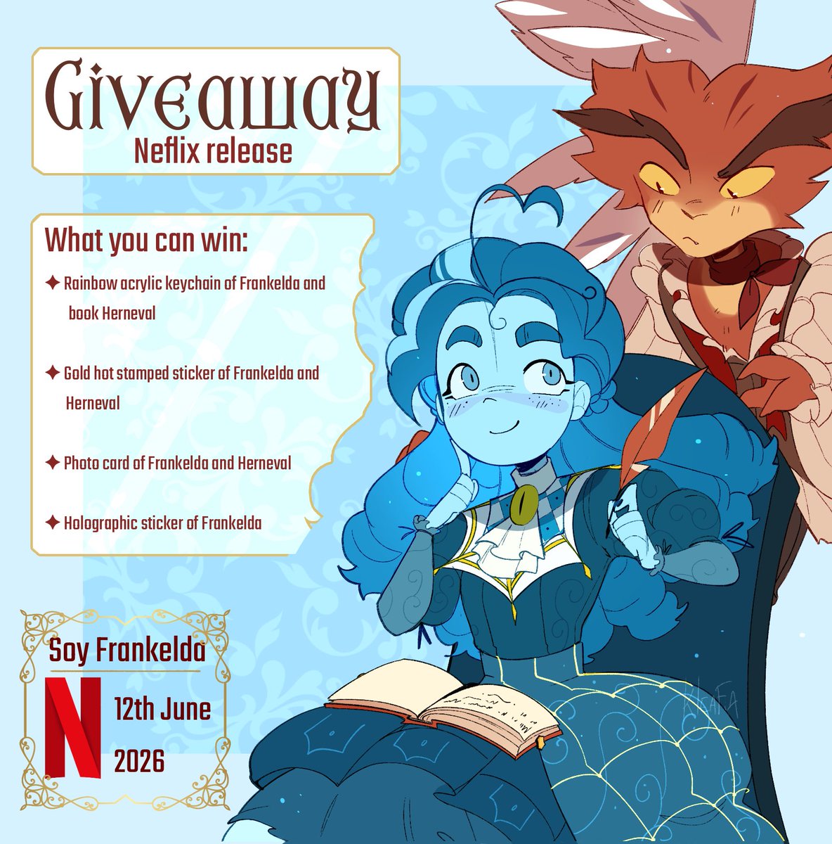 Kleafia's tweet photo. FRANKELDA NEFLIX RELEASE GIVEAWAY 💙🪶

To celebrate its global release, I’ve decided to host a giveaway!

The full information can be found on instagram since I’ll be hosting this on both platforms! 💙

#soyfrankelda #frankelda #giveaway https://t.co/is1UyLjikB