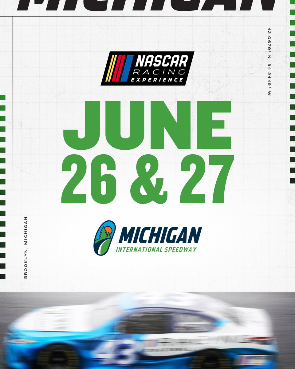 MISpeedway's tweet photo. Ready for the ultimate thrill? Drive a NASCAR race car or ride along at Michigan on June 26 &amp; 27. Experiences start at just $157.99 and these spots go FAST! 

Book now ➡️ https://t.co/akas5axlI5 https://t.co/KkQ2QYKmrR