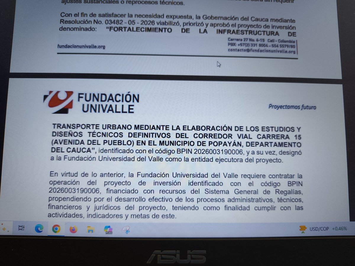 IngjrRodrigo's tweet photo. @GobCauca hace caso omiso de lo ocurrido con AREMCA a propósito de ejecución de recursos d SGR y acude al CONTRATADERO Fundación Univalle xa eludir ley 80/93 en la selección del consultor xa estudios y diseños del corredor vial carrera 15 en mpio d @PopayanCO x $5.782 mill..Sigue https://t.co/Tq1v1O3vuy