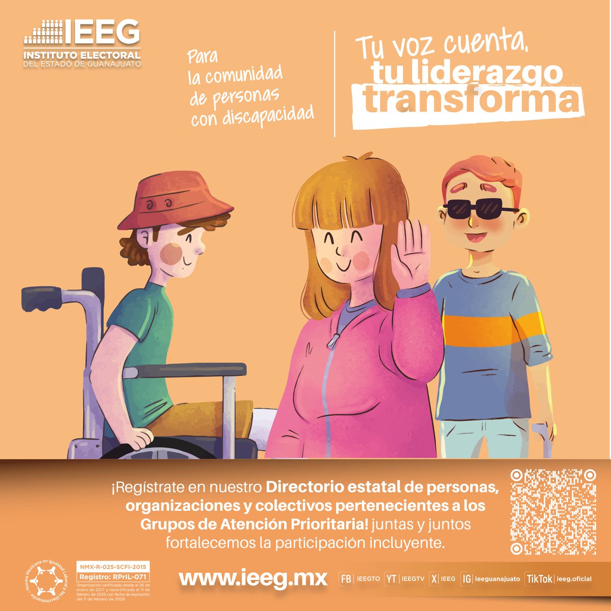 IEEG's tweet photo. 🟣 | Si formas parte de una organización, colectivo o comunidad de personas con discapacidad, te invitamos a registrarte en el Directorio Estatal de Personas, Organizaciones y Colectivos pertenecientes a Grupos de Atención Prioritaria.

#LaDemocraciaSeViveTodosLosDías https://t.co/5ZOoOVhnfi
