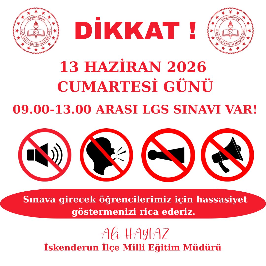 Iskenderun_MEM's tweet photo. Liselere Geçiş Sistemi (LGS) sınavına girecek tüm öğrencilerimize başarılar dileriz.

#eğitimhatayanefesoluyor 
#lgssınavındatümöğrencilerebaşarılar https://t.co/abPILR7bJN