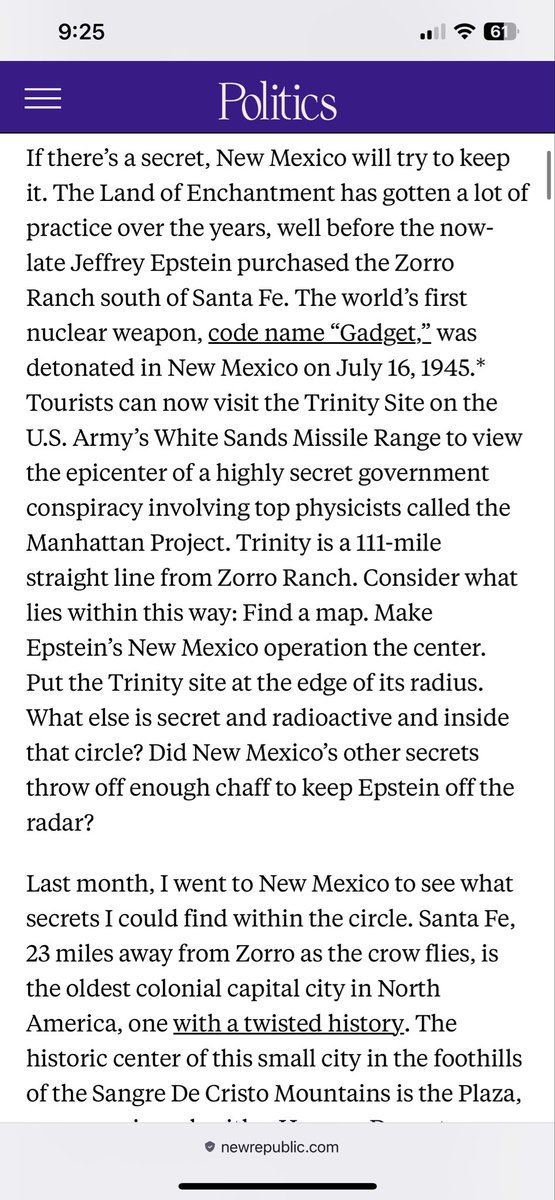HuntClancy's tweet photo. Fun fact: only one writer ever took a serious look at Zorro Ranch

 it was me, and I did this after a week in Santa Fe, and I know I didn’t get the full story. Rumors of covert uranium mines I couldn’t confirm. But this was about the only coverage of Zorro https://t.co/1ddIfiDULu https://t.co/yww1vzEdzz