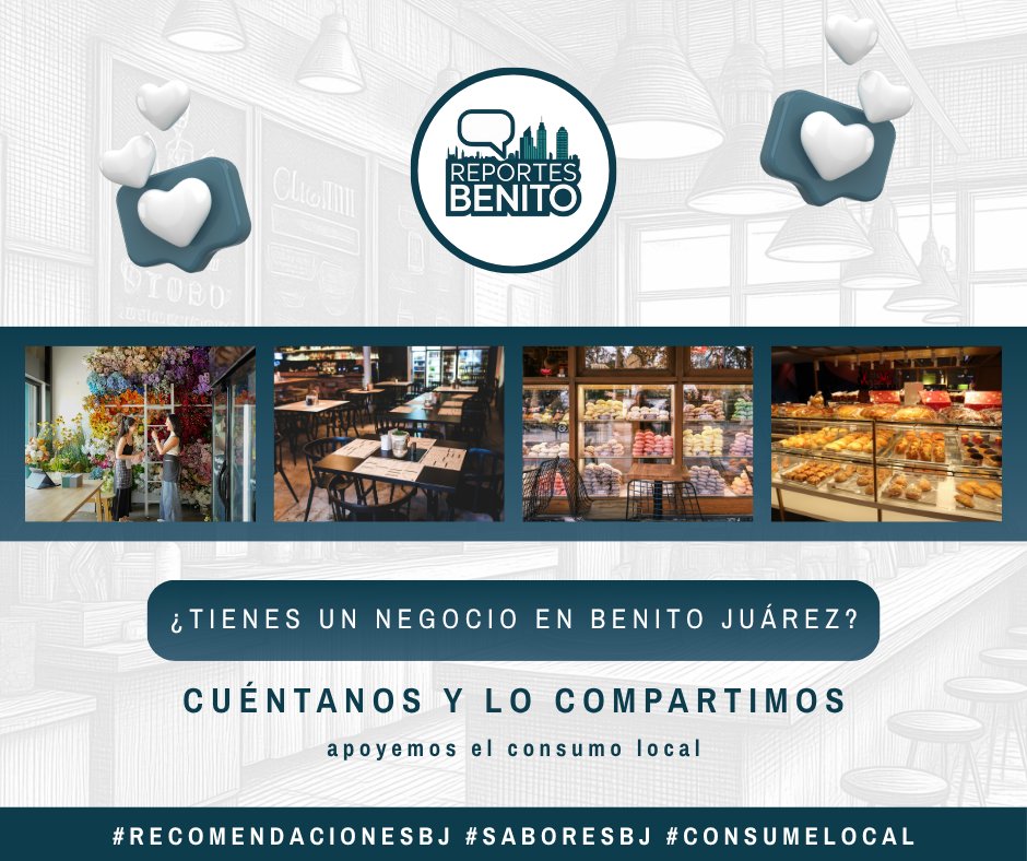 ReportesBenito's tweet photo. Tienes un negocio en Benito Juárez? 🏪📷 

Cuéntanos y lo compartimos para apoyar el consumo local. ¡Arróbanos y te ayudamos a difundir!  

 #BenitoJuárez #ConsumeLocal #MejorandoBJ https://t.co/ly97TM4p8K