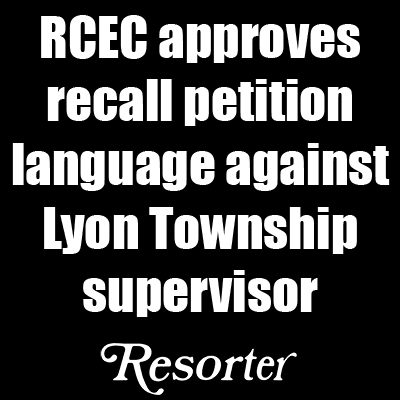 HLResorter's tweet photo. The Roscommon County Election Commission, at a clarity/factual hearing June 3, approved newly filed recall language submitted by Bill and Terry Cleeves against Lyon Township Supervisor Paul Bertrand.

https://t.co/AX2RmfoyzY https://t.co/ACwu4oLHzH