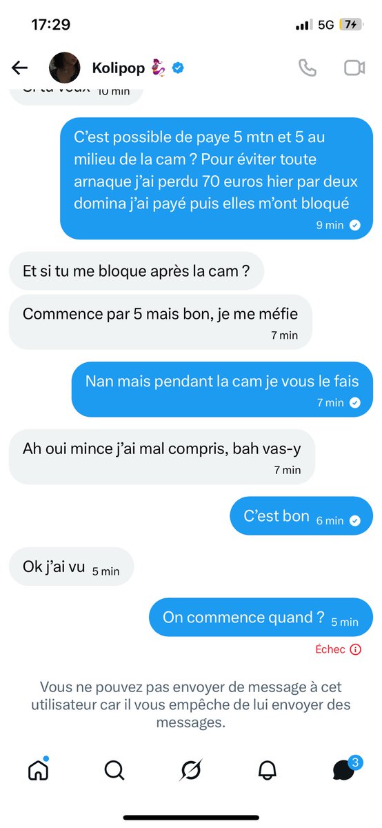 JBeant4413's tweet photo. Et voilà une fake de plus on paye pour une cam et elle bloque sans même la faire @Koolipope @BalanceTaDomina #moneyslave #soumis #fake https://t.co/5JUMpBYhQ7