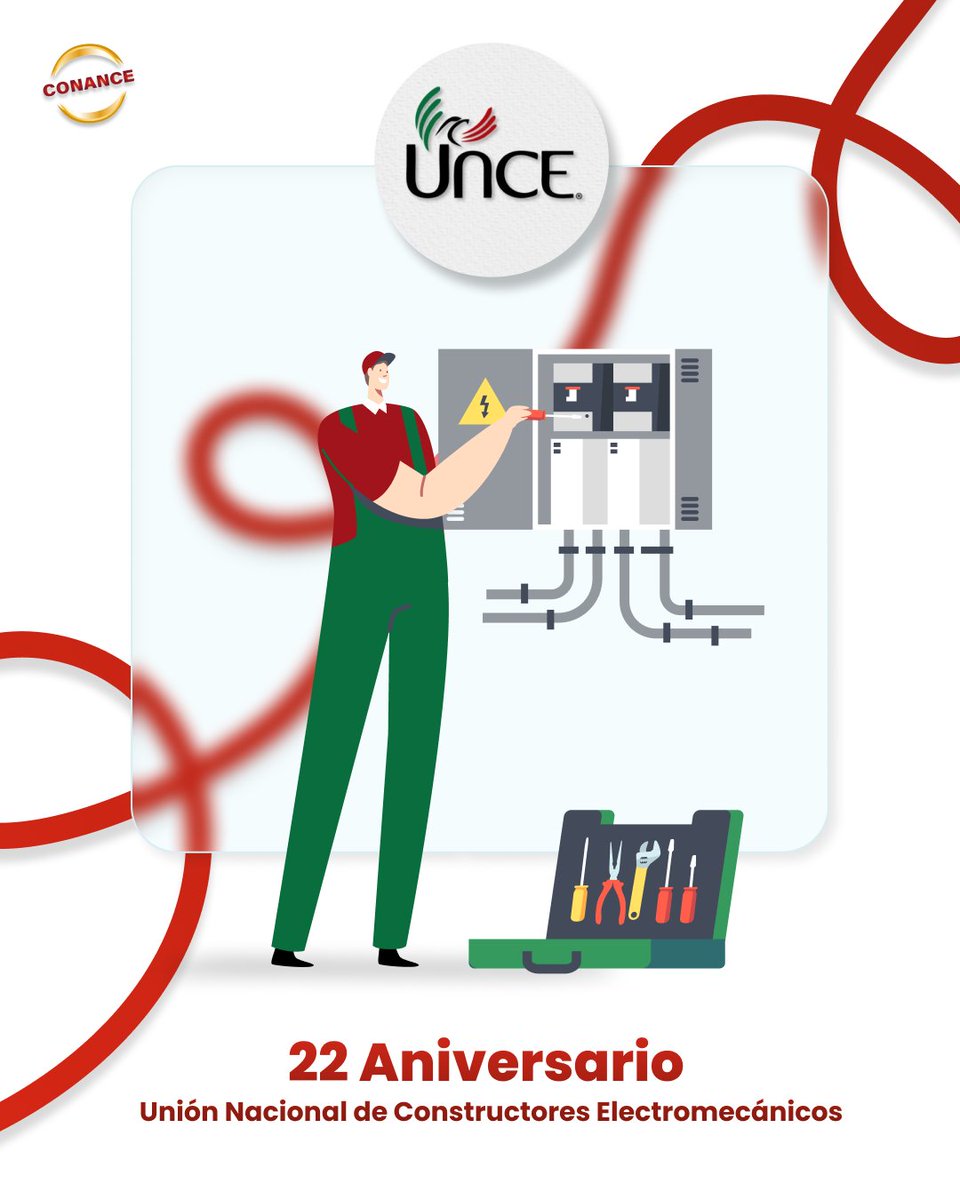 CONANCE_'s tweet photo. ¡Feliz 22 Aniversario a la 𝗨𝗻𝗶𝗼́𝗻 𝗡𝗮𝗰𝗶𝗼𝗻𝗮𝗹 𝗱𝗲 𝗖𝗼𝗻𝘀𝘁𝗿𝘂𝗰𝘁𝗼𝗿𝗲𝘀 𝗘𝗹𝗲𝗰𝘁𝗿𝗼𝗺𝗲𝗰𝗮́𝗻𝗶𝗰𝗼𝘀! 🎉  

En CONANCE celebramos sus más de dos décadas de liderazgo en la formación, certificación y el impulso de las mejores prácticas. 👷‍♂️✨ https://t.co/DoGZbMYbg0