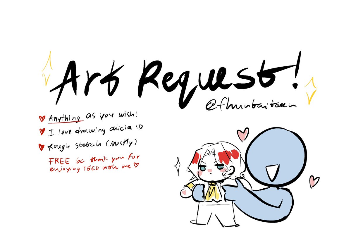 fhuntaiteen's tweet photo. Yeahhh Art request time!  

Thank you my dear friends for enjoying tged with me <3 I’ll draw whatever you request 🫶🏻✨ https://t.co/fiy2zNW059