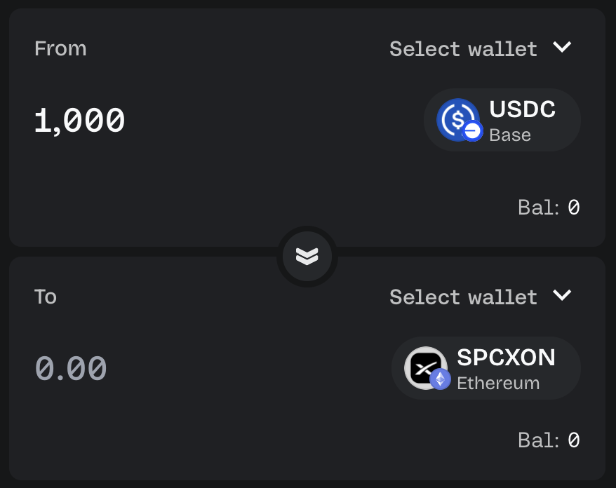 BungeeExchange's tweet photo. $SPCX has landed on Nasdaq

And on Bungee.

Buy or sell SPCX once trading opens, powered by @SOCKETProtocol and @OndoFinance

Internet capital markets. https://t.co/IME67u00WQ
