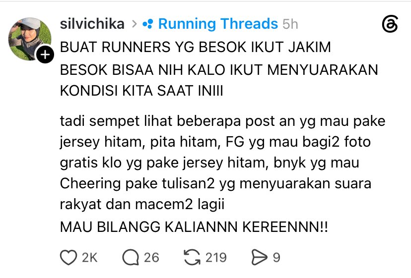 LambeSahamjja's tweet photo. info aja nih buat besok
Estimasi peserta demo hari ini: 
kurleb 1.000 orang
Peserta lari jakim hari sabtu: 
24.000 orang

dresscode kompak baju hitam
siap siap besok mengawal lagi nih
semangat buat runners besok
menyalurkan hobi + aspirasi
soalnya peserta ada dari luar negeri juga
dan banyak media yang nyorot