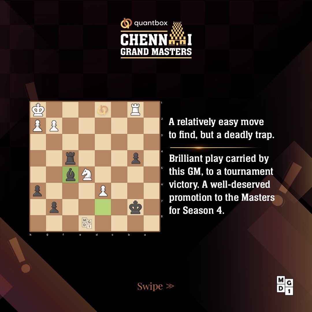 Chennai_GM's tweet photo. #decodethemove | Which player can pull this off??👀
Comment below your guesses, answer revealing soon!
#chess #chessquiz #chessgrandmaster #quantboxcgm https://t.co/jrlUNopqCb