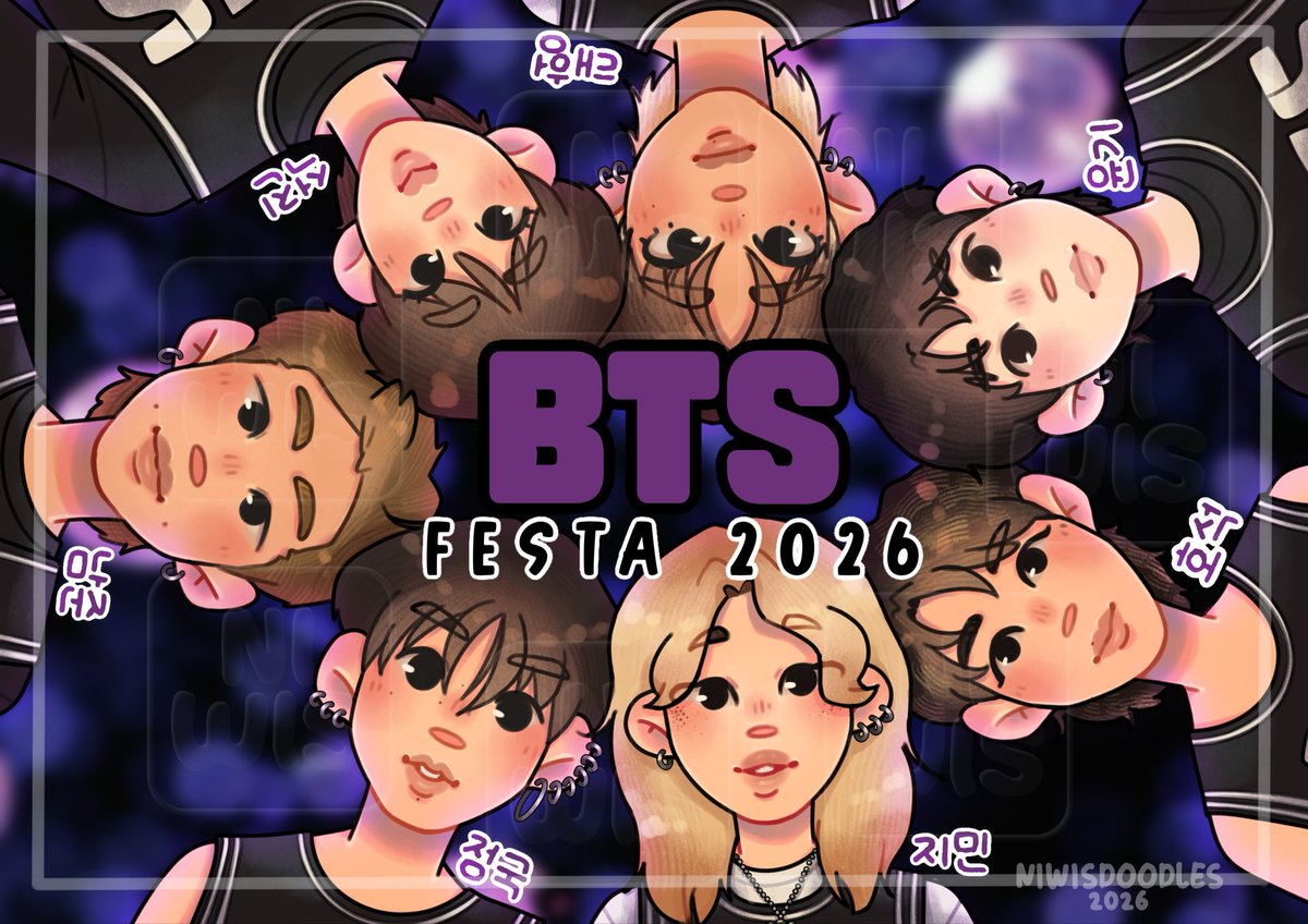 niwisdoodles's tweet photo. Happy Festa💜 
#BTS 
#방탄소년단
#BTS13thAnniversary #btsfanart https://t.co/BaLd76RiND