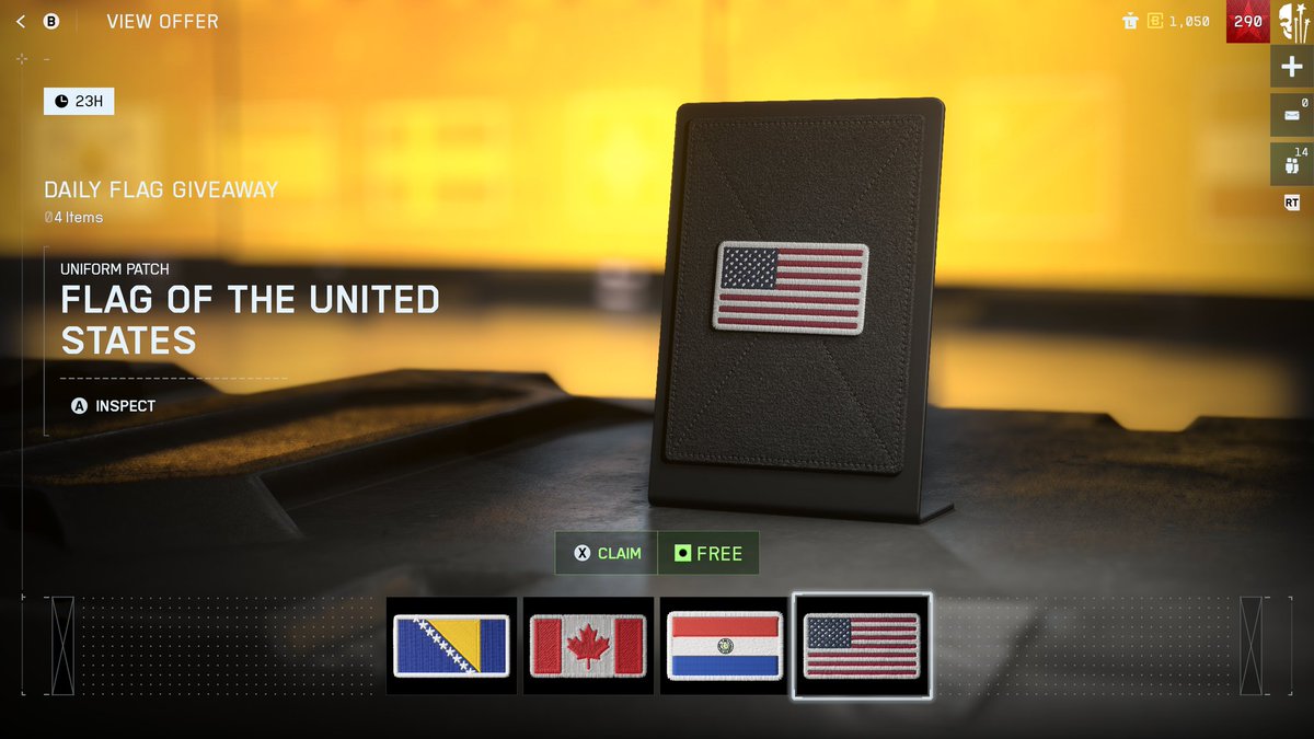 BattlefieldInte's tweet photo. 🚩 DAY 2: FREE FLAG GIVEAWAY IS LIVE! 🚩  #Battlefield6 Store! 🎉

🎁 Claim your FREE flag patch today: 

🇧🇦 Bosnia & Herzegovina 🇨🇦 Canada 🇵🇾 Paraguay 🇺🇸 United States

⏰ Available for the next 23 hours  claim yours before it’s gone!

Which flag are you rocking on the battlefield? 👀