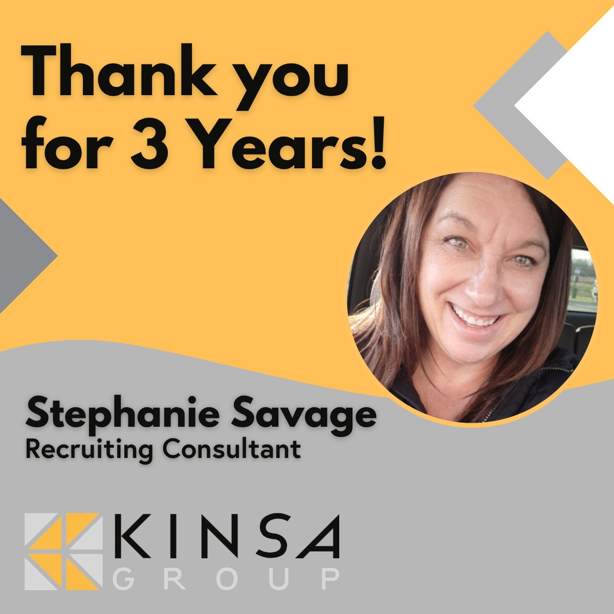 KinsaGroup's tweet photo. Celebrating 3 Years of Success with Stephanie Savage at Kinsa Group!🎉
In just three years with Kinsa Group, Stephanie has made a powerful impact on the food and beverage industry recruiting space. 

Thank you, Stephanie Savage for all you do for Kinsa Group and the team here. https://t.co/RGzmX8JQDy