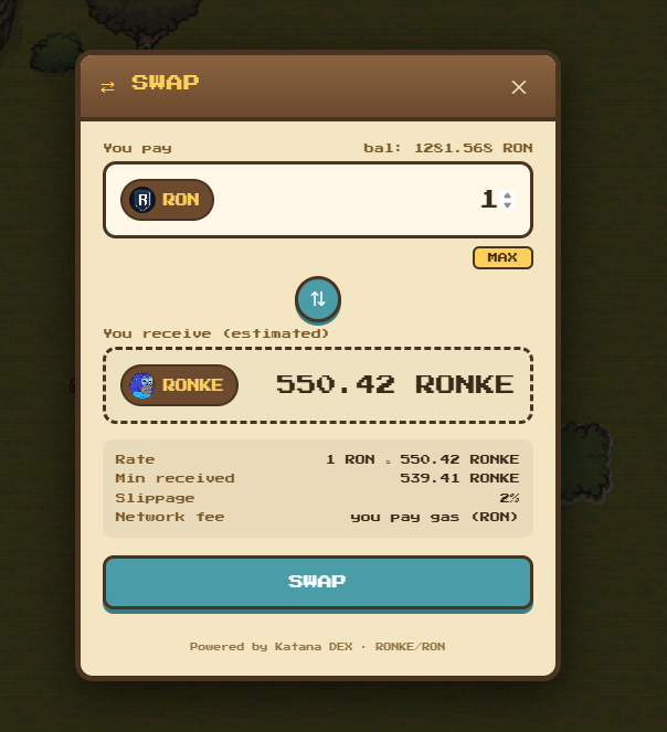 j0vany1's tweet photo. $RONKE can be swapped in-game: ronin:native → $RONKE and $RONKE → ronin:native 

There was a player who didn’t know anything about @RonkeOnRon , so this will make it easier for future players to get RONKE directly inside the game, because everything here is calculated in RONKE.

The faucet is also being tested, where players can claim RONKE 2 times per day 
If you’re still alive and active on the @Ronin_Network  come and claim some $RONKE.
The higher your Ronke Power, the bigger your rewards.
Ronke Power is earned by leveling up your units in the game