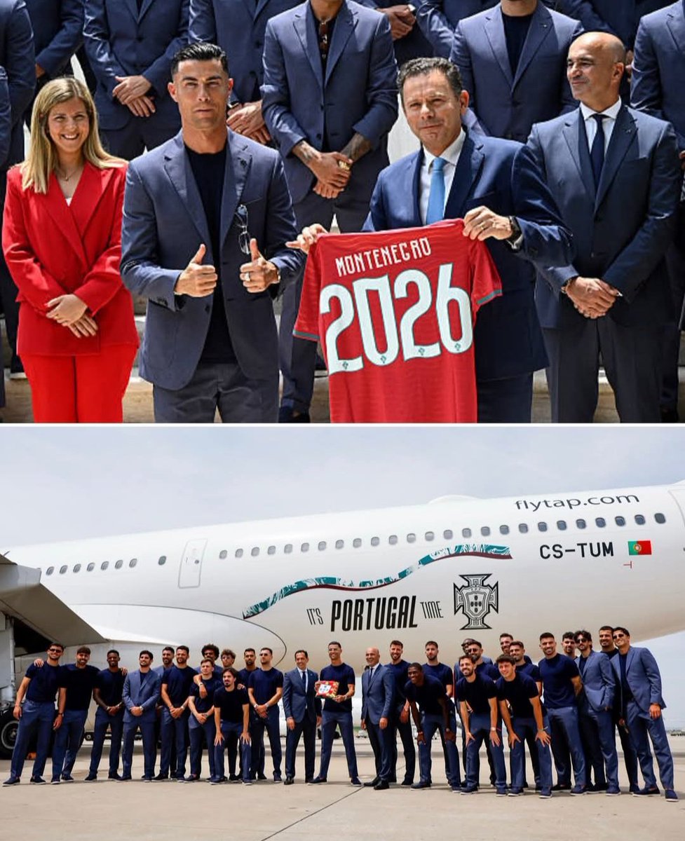_footybuzz's tweet photo. 🇵🇹 One last stop before the World Cup.

Cristiano Ronaldo and Portugal were received by Prime Minister Luís Montenegro in São Bento before departing for the World Cup. https://t.co/Q0Vldn60OY