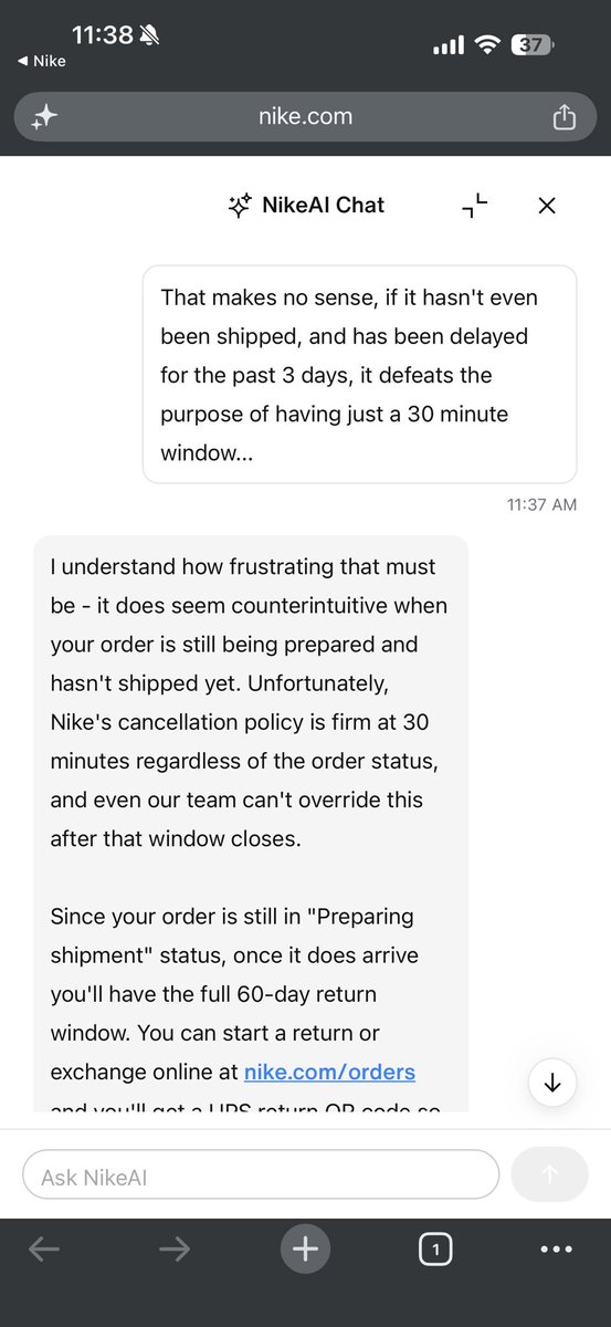 ManiacRB_'s tweet photo. When your AI is agreeing with me, you gotta fix something. (This order was a next day order, it's 2 days late and not shipped out yet) @Nike @USMNT #nike #jersey #worldcup https://t.co/0yU5Spadfs
