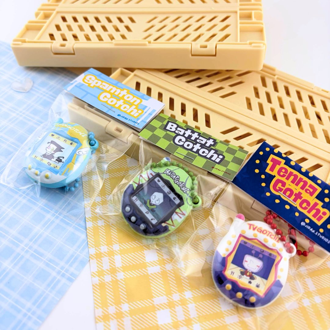 aaaaaaaaaa38801's tweet photo. just updated my shop for june!! the tamagotchis are purchasable again + a monthly exclusive maid tenna standee w a little spammy!! I also added 6 new pillow charm designs for preorder based on frequently requested characters!! you can preorder all previous spamtenna designs too! https://t.co/FmVgT57KHn