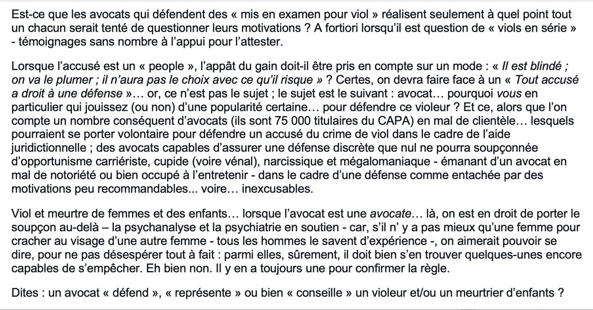 PierreLema34489's tweet photo. @raymond28677463 #harcèlements, #agressions #MeToo #Bruel #viols #Affaire_Bruel Dites : un avocat « défend », « représente » ou bien « conseille » un violeur et/ou un meurtrier d’enfants ? https://t.co/MqD8ZuVBaq