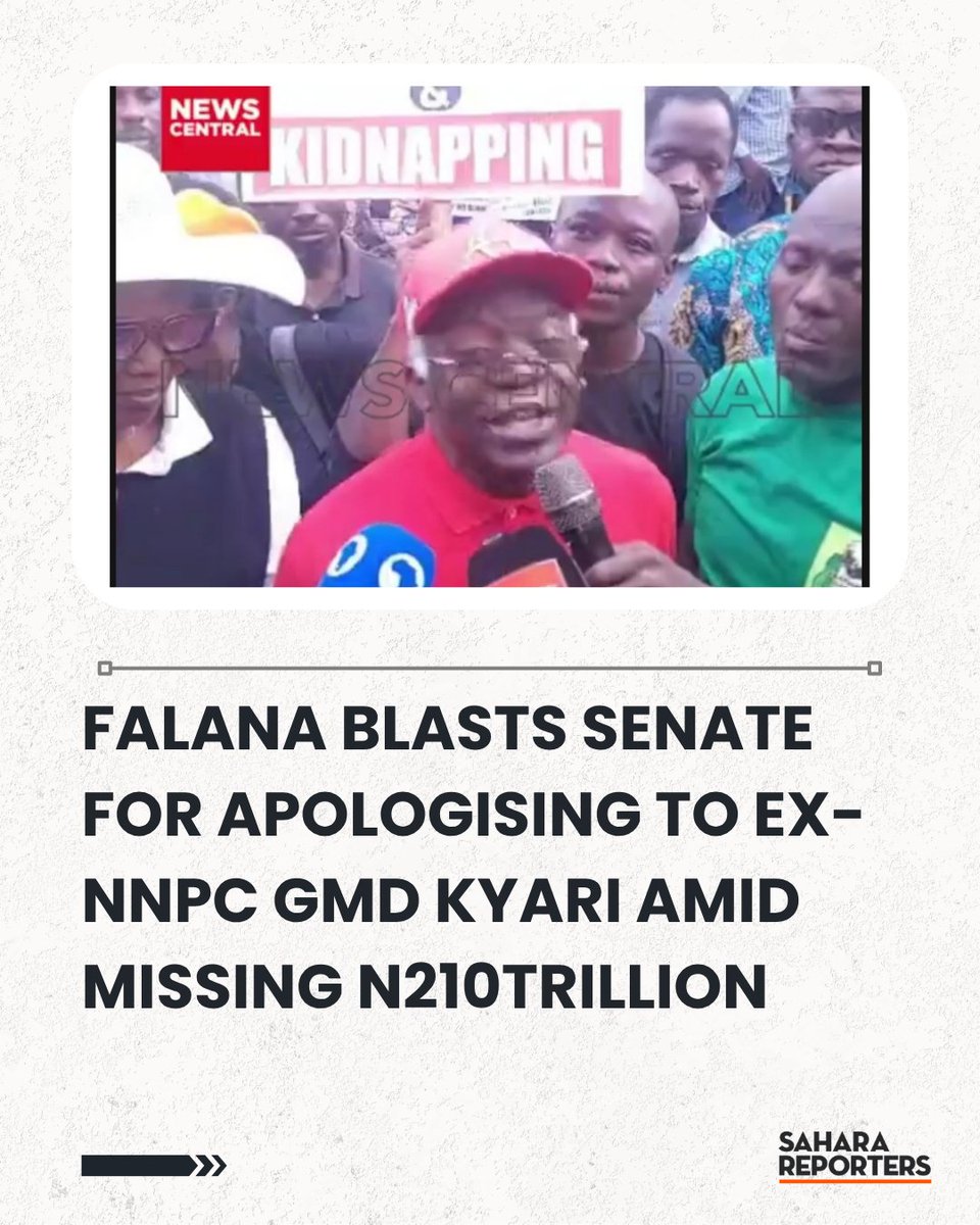 SaharaReporters's tweet photo. Democracy Day Protest: Falana Blasts Senate For Apologising To Ex-NNPC GMD Kyari Amid Missing N210trillion, Demands Release Of Abducted Schoolchildren | Sahara Reporters https://t.co/MyKWnvBhRi https://t.co/aHHYXjLL7C