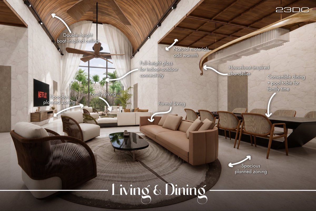 23DC_Architects's tweet photo. Kerala’s houseboat charm, reimagined in #Punjab. 
Kettuvellam by @23DC_Architects is a 2,035 sq. yd. holiday home shaped by culture, nature, ventilation and modern luxury. #Architecture #LuxuryHomes https://t.co/EGDBDtTfMi