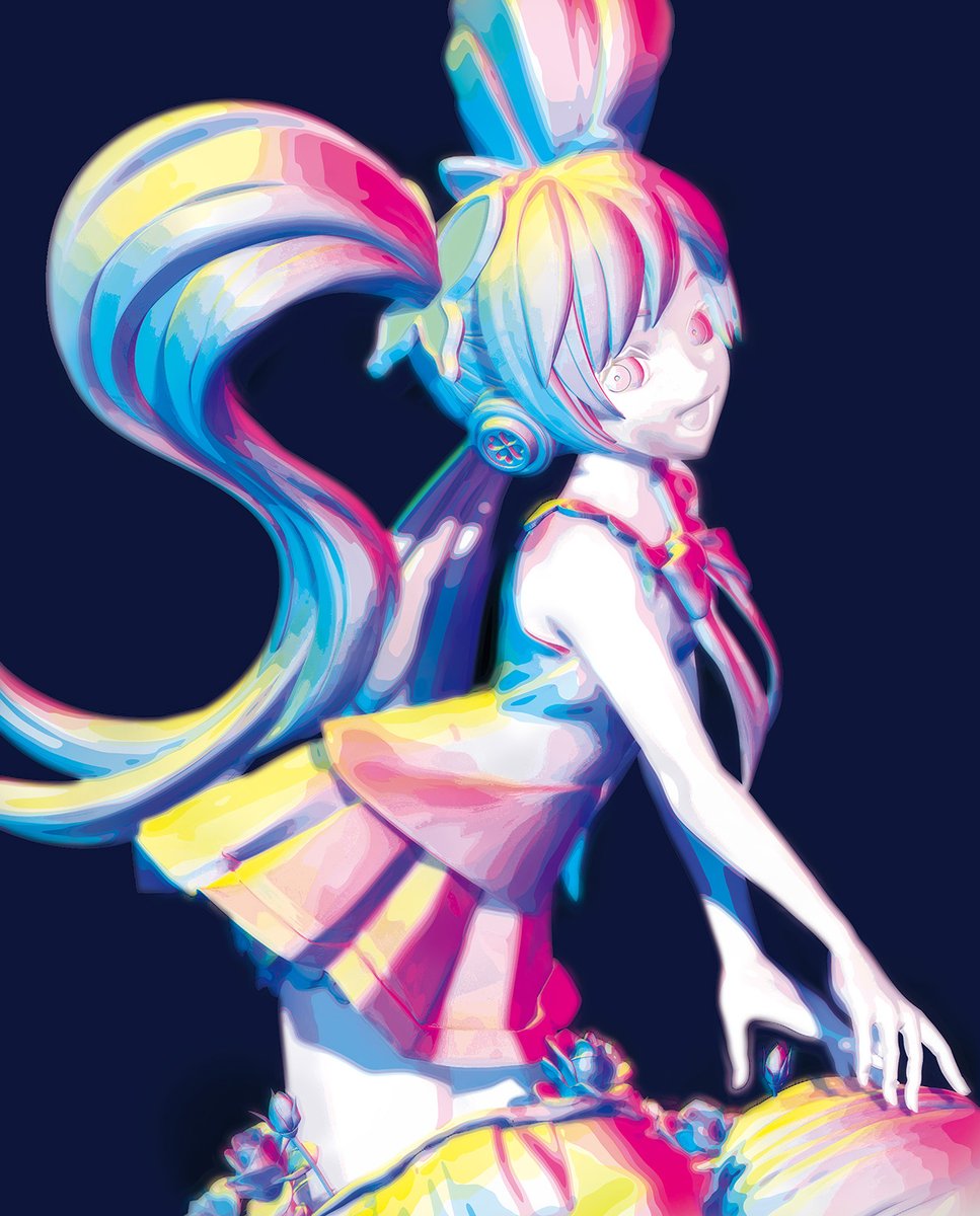artofmiku's tweet photo. #初音ミク #ARTOFMIKU 
【ART OF MIKU｜Art Gallery】

Artist: ONOTAKU
Title: ミクの蛹_アナザーカラー / Miku's Chrysalis_Another Color
Size: H56.6 × W64.1 cm

バグにより変色した初音ミクというイメージで制作しました。初音ミクのイメージカラーより自分の色を強めています。 足元に描かれているのは何者でもない自分という存在で、その蛹を破り出てくるキラキラした初音ミクを描きました。 何者かになりたい変身願望は誰にでもあり、その傾向は現代社会で特に強いです。自分以外の別の存在になりたいというコンセプトを基に制作しました。

This work was created around the image of Hatsune Miku whose colors have been altered by a glitch. I emphasized my own colors rather than Hatsune Miku’s signature color palette. At her feet, I depicted the self as someone who is not yet anyone in particular, and from that chrysalis emerges a radiant, sparkling Hatsune Miku. Everyone harbors a desire to transform and become someone else, and this tendency seems especially strong in contemporary society. This work was created based on the concept of wanting to become a different existence from oneself.

【Other works】
他作品はオフィシャルサイトよりご覧いただけます。
Please visit the official website to see the other works.

https://t.co/KIkU9Ycu9I