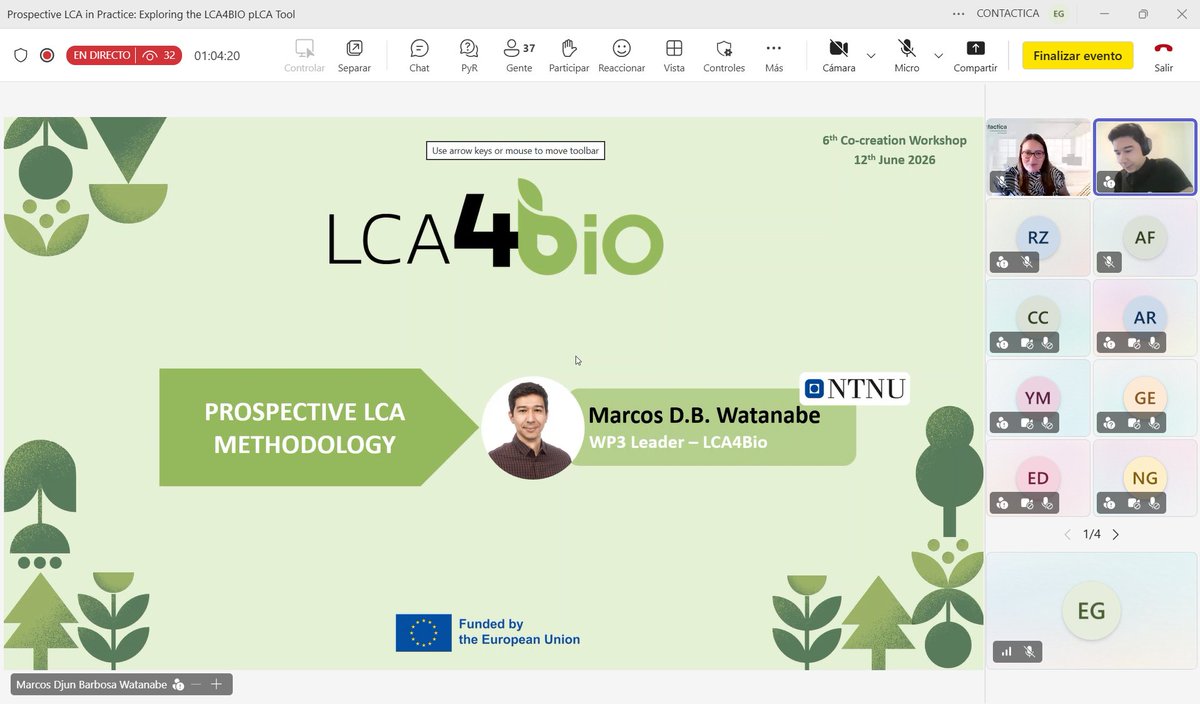 LCA4Bio_project's tweet photo. 🌱 Last Friday, LCA4Bio successfully held its 6th Co-Creation Workshop on Prospective Life Cycle Assessment (pLCA).

The session showcased recent advances in pLCA methodologies and the development of the LCA4Bio pLCA tool.

Read more https://t.co/GdBK5fXUtg https://t.co/m4KuGUqfai