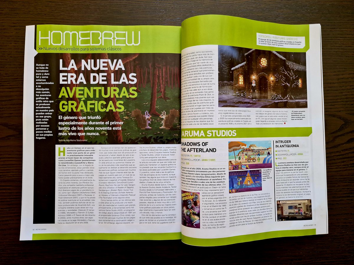 blackmores_'s tweet photo. Ya a la venta la revista #RetroGamer nº56 y, entre otras cosas, os traigo un artículo sobre algunos de los mejores desarrolladores de aventuras gráficas españolas del momento: @ArumaStudios, @blackhawkadvent, @postmodernadv, @quoindy y @PointPixelAdv  ¡A por ella, que se agotan! https://t.co/bT3KzcLpoy