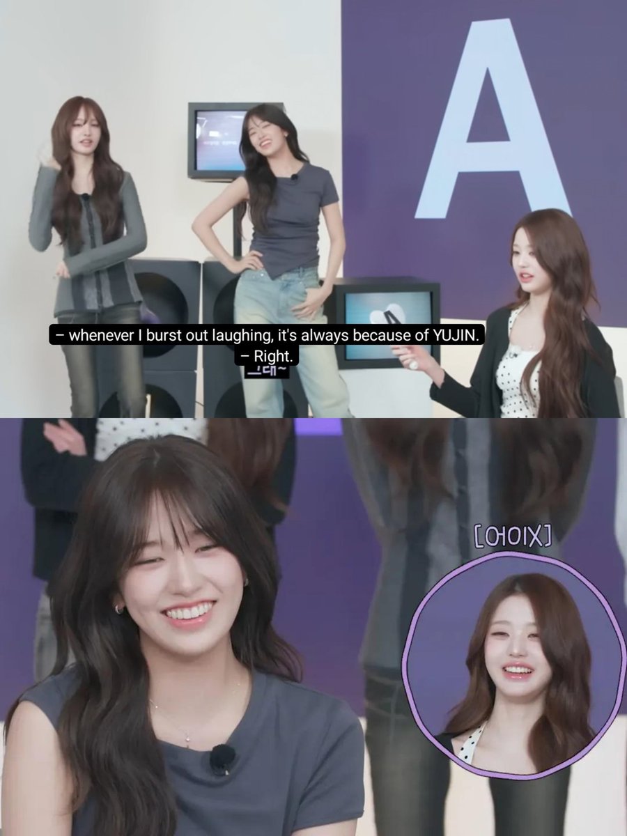 cloudnskye_'s tweet photo. In today's arch.ive episode, when asked who the comedian in IVE is (a. Yujin, b. Liz), Wonyoung chose Yujin🐶 She explained that whenever she laughs out loud, Yujin is always the reason behind it

Oh Wonyoung, we all knew from the very beginning what your laughter button was lol https://t.co/6C6L2n6EhX