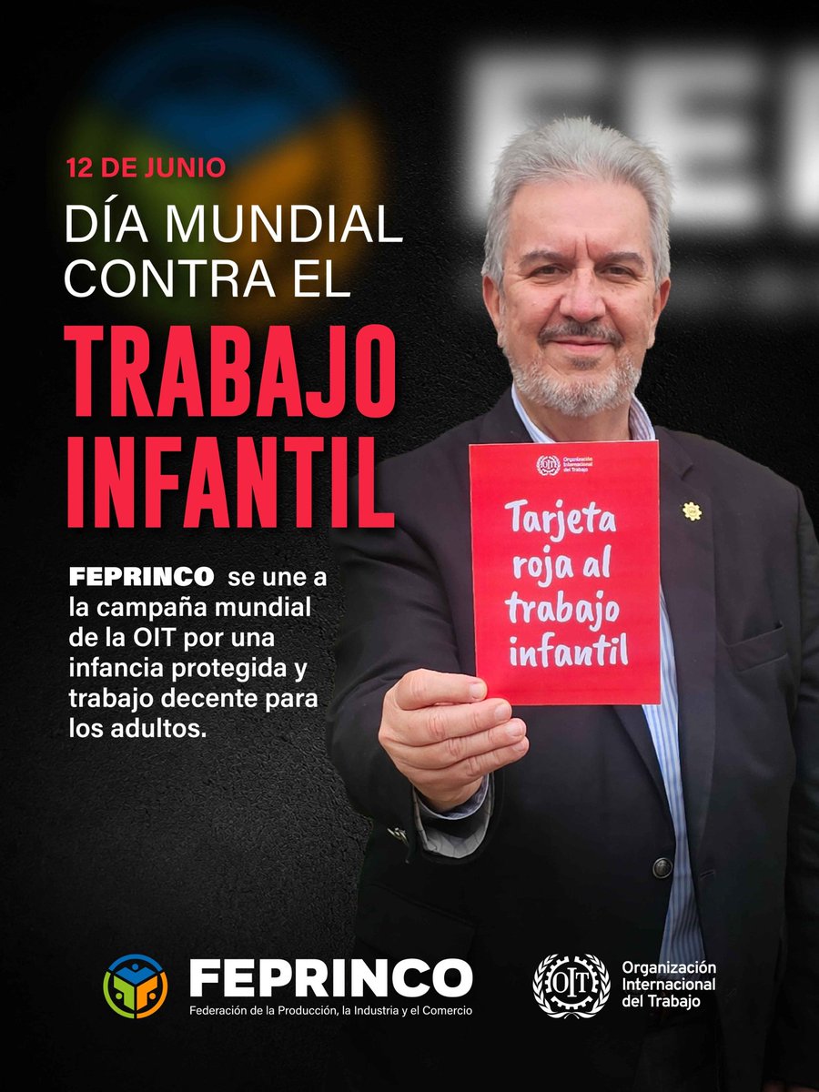 feprincopy's tweet photo. 🟥 Hay cosas que merecen una tarjeta roja.
En el Día Mundial contra el Trabajo Infantil, la FEPRINCO se suma a la campaña impulsada por la OIT que promueve una infancia protegida y una sociedad con más oportunidades para todos.

#TarjetaRojaAlTrabajoInfantil #OIT #FEPRINCO https://t.co/L7MeGvYdpb