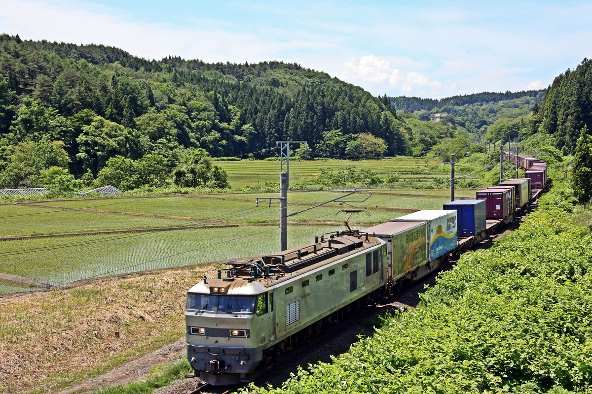 hm34191's tweet photo. 奥羽本線
4094ﾚ　EF510-510
4090ﾚ    EF510-1
3099ﾚ     EF510-509
2026年6月12日 https://t.co/QsNzBS45KT