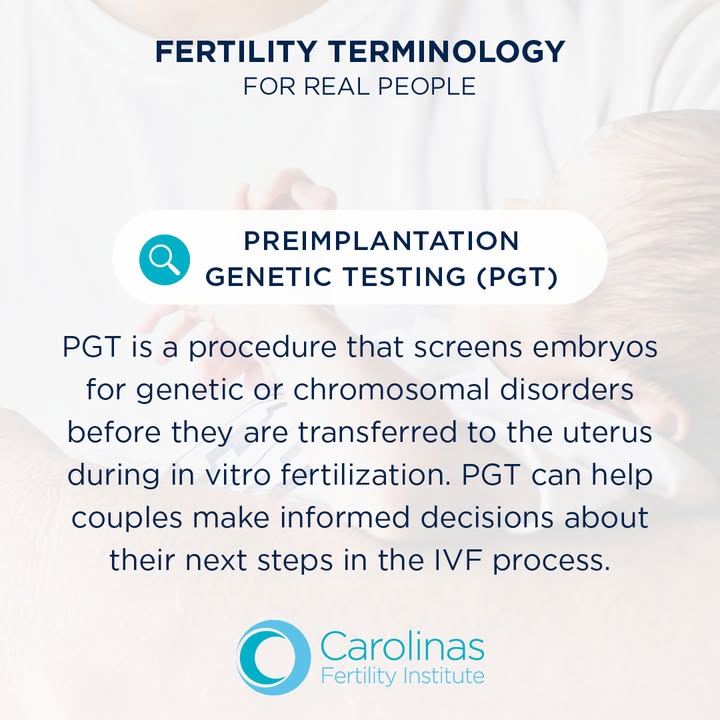 CFIFertility's tweet photo. Preimplantation genetic testing (PGT) is a procedure that screens embryos for genetic or chromosomal disorders before they are transferred to the uterus during in vitro fertilization (IVF). PGT helps couples make informed decisions about their next steps in the IVF process. https://t.co/20gcGTns2P