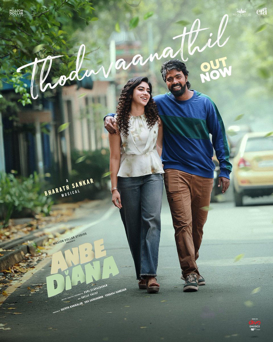 UVCommunication's tweet photo. “Thoduvaanathil” from #AnbeDiana is out now ❤️✨
🔗  https://t.co/7SBcFGG7H4

A little melody, a lot of butterflies 🦋
Soft, dreamy & filled with the magic of falling in love 🥰 ✨

Singer - @soorajslive 🎙️
Lyrics - @muthamilrms ✍️

Starring @PariElavazaghan @RamyaRanganathn @Chetan_k_a
@RojaSelvamaniRK @AravindhrajaG 

Written & Directed by @PariElavazaghan 🎬
A @bharathsankar12 Musical 🎶

@CalistShelley @Editor_Partha 
@Lyricist_Mohan @sudharsangandhy
@nikhila_sankar_ @Ismathbanu1 @udaykumar_mix @MillionOffl
@Neo_Castle_ @Yuvrajganesan @narentnb @Vivek_5790 @shajankafka @divomusicindia @proyuvraaj