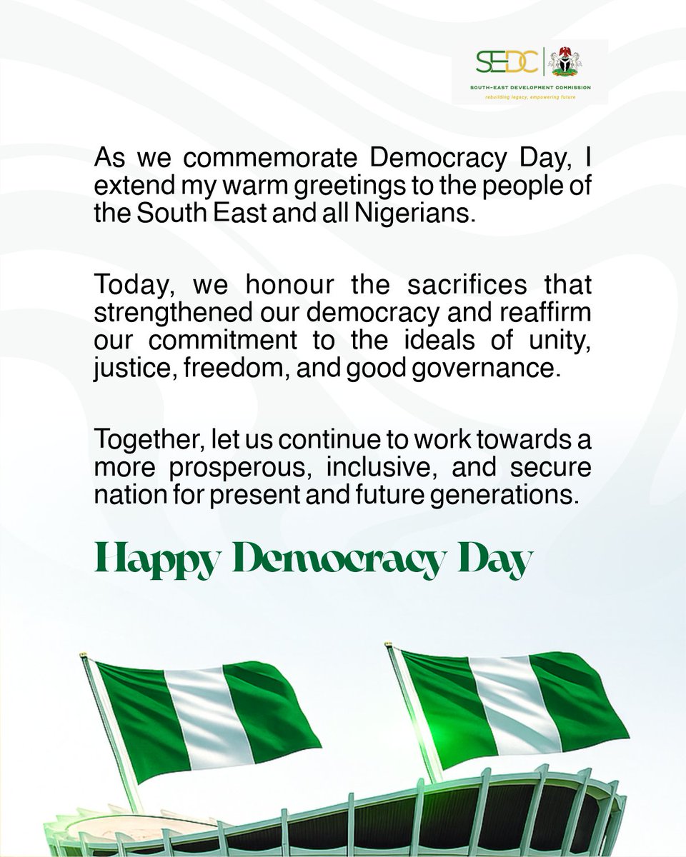 OgbedeCliff's tweet photo. Happy Democracy Day, Nigeria!🇳🇬 https://t.co/U3moyayzcI