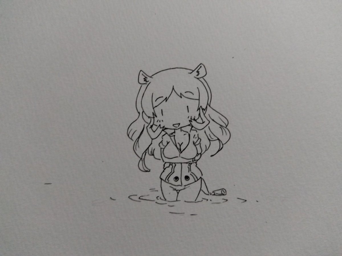「暑いからお水飲むのよ。」|かぷちぃののイラスト