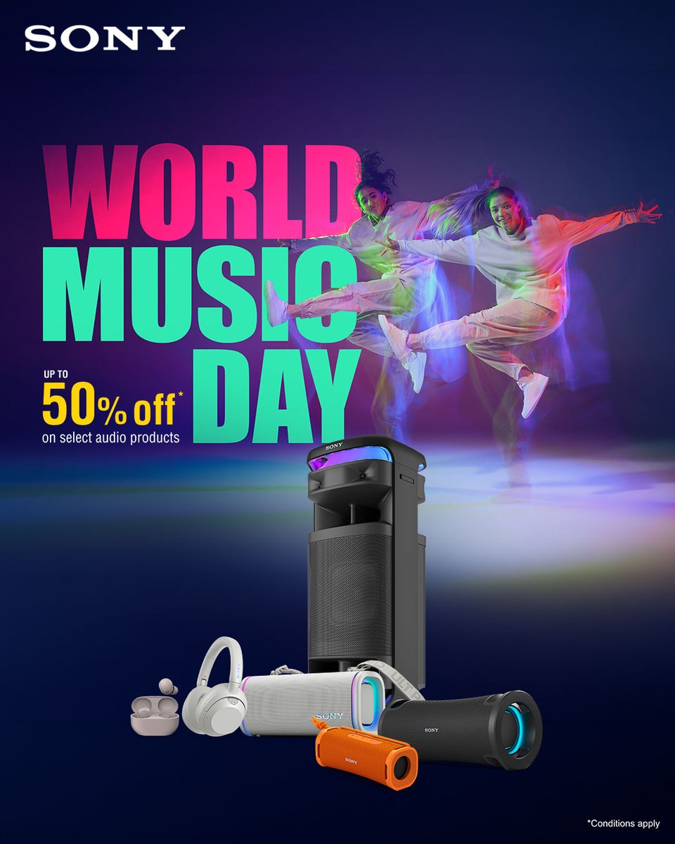 sony_india's tweet photo. For every beat, bass drop and sing-along moment. 📷​
Celebrate World Music Day with up to 50% off on select Sony audio products.​

Shop now: https://t.co/910fovPbeN https://t.co/gE0ZSORIQB