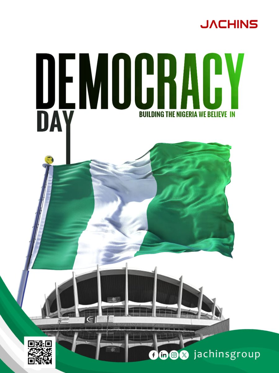 jachinsgroup's tweet photo. 🇳🇬 Happy Democracy Day!

Today, we celebrate the power of our voices, our freedom, and our shared hope for a better Nigeria.

#DemocracyDay #June12 #Nigeria #HappyDemocracyDay #NigeriaAtPeace https://t.co/IVeqoTQZkh