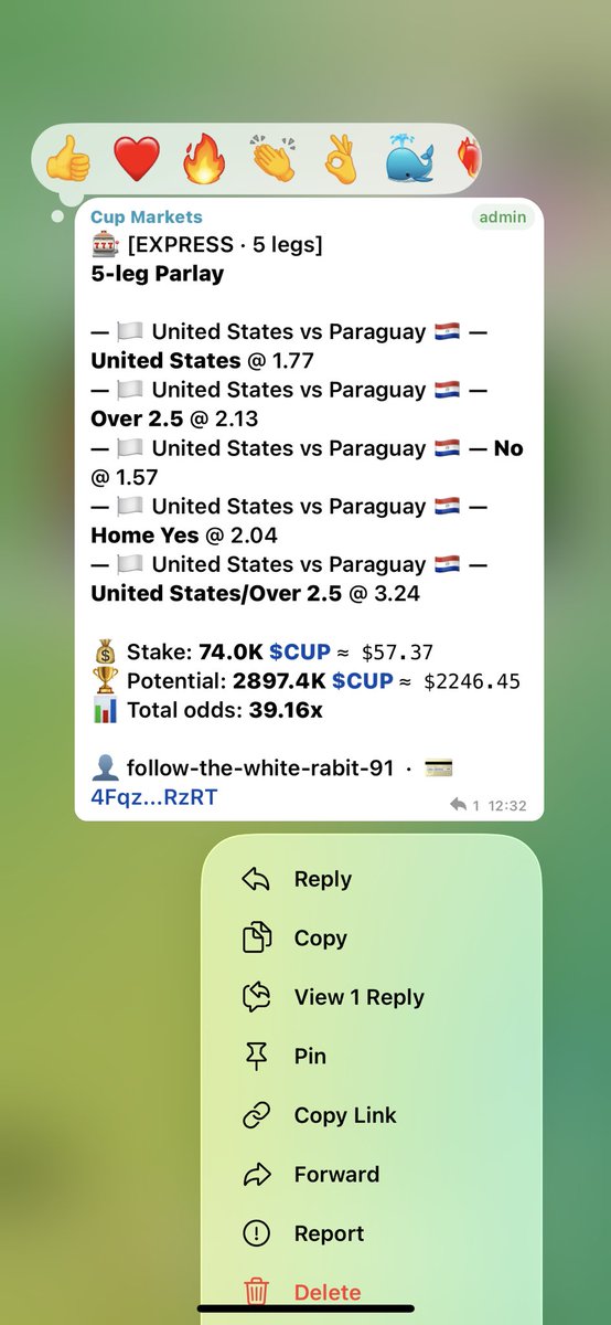 GmgmSzn's tweet photo. Yessss bets already flooding in on @CupMarkets 

Users loving it , best predicted market platform onChain, powered on SOL 

50% loss refund. Wrong calls keep half. Every time

SOL → $CUP buyback. Losing SOL entries buy $CUP from open market

Reward Pool flywheel. Buybacks deepen the pool. Pool grows on every cycle

Cup Markets is a new model of interaction between sports, the community, and Web3, where the World Cup becomes not just an event to watch, but a full-fledged digital gaming ecosystem.

We’re about to flip allot of big players
