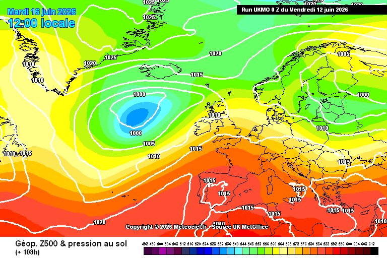 ElTiempoNavarra's tweet photo. Previsión del modelo meteorológico británico #UKMO @metoffice para sábado, domingo, lunes y martes
Férrea cresta anticiclónica sobre #Navarra lo que garantiza #Calor duradero en la comunidad #Foral
El lunes se rebajará algo el calor por el #Cierzo , pero volverá después 1/2 https://t.co/XeFekrhXrz