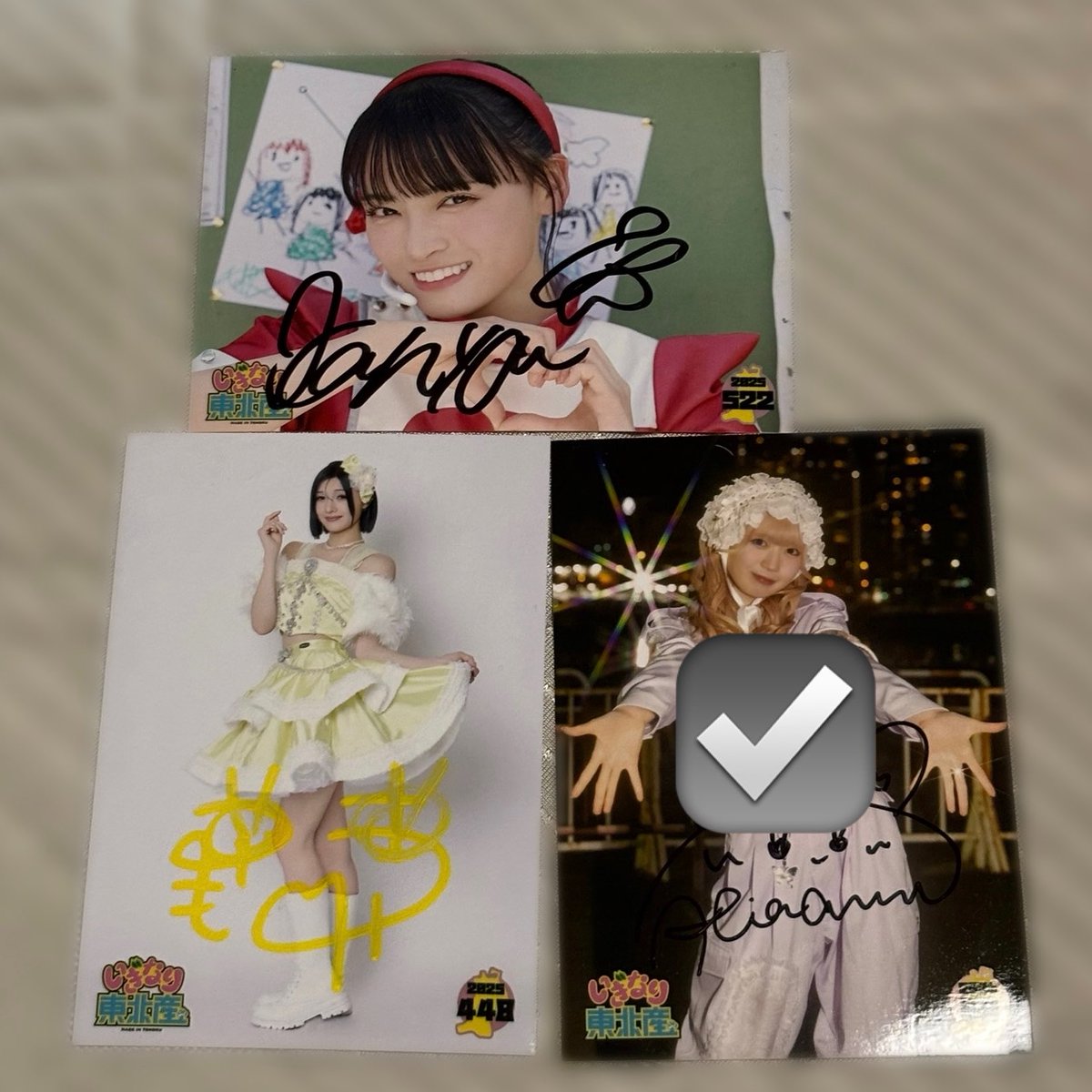 O41OO5's tweet photo. いぎなり東北産 生写真 サイン チェキ 交換

譲 伊達花彩、安杜羽加、橘花怜
求 藤谷美海（弾問わず）

全て裏コメなし
6/13,8/8または郵送にてお取引可能な方がいらっしゃいましたらDMお願いいたします。
#いぎなり東北産 https://t.co/e279g3qJPO